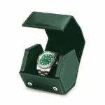 Single Green Microfiber Leather Portable Travel Watch Roll