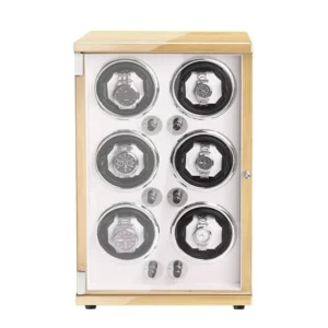 New Vertical Six Automatic Watch Winder Box Hevea Brasiliensis