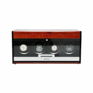 Luxury 4 Watch Winder Box with Drawer in Ebony