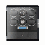 6 Wooden Watch Winder Box for Rolex with 1 Storage Space - Black