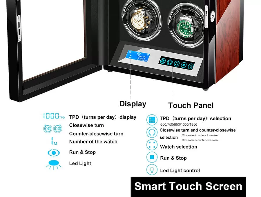 Luxury Double Watch Winder With Lcd Touch Screen
