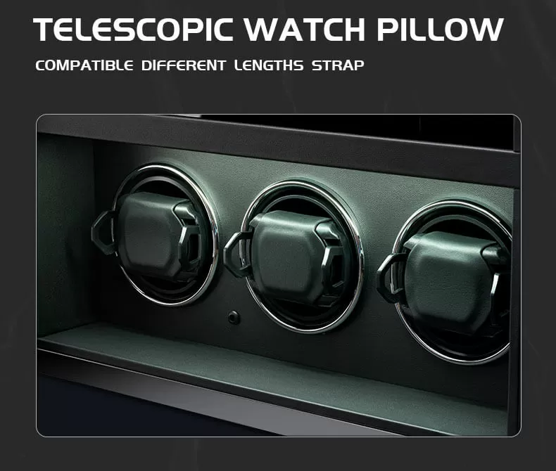 Luxury 3 Watch Winder with Extra Storage in Striped Ebony Wood - Dark Warrior