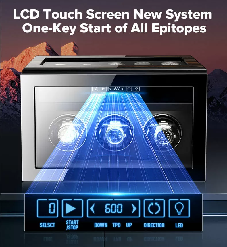 Luxury 3 Watch Winder with Extra Storage in Striped Ebony Wood - Dark Warrior