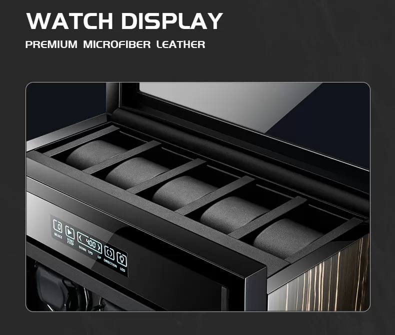 Luxury 3 Watch Winder with Extra Storage in Striped Ebony Wood - Dark Warrior