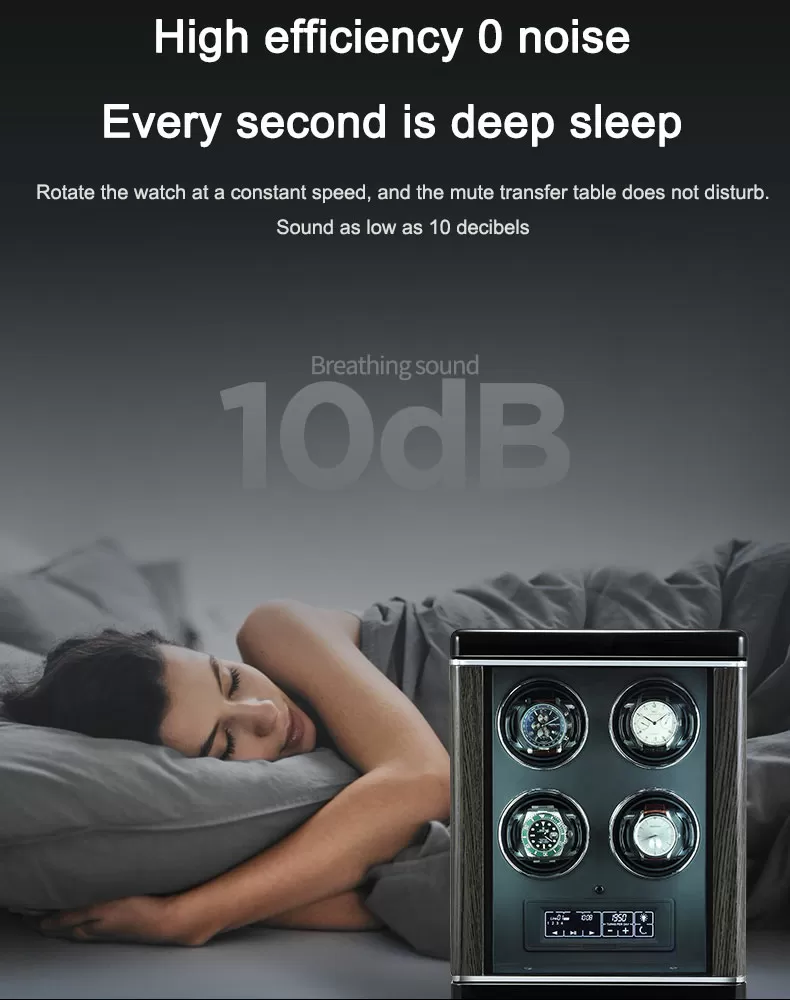 New Design 4 Wooden Automatic Watch Winder Storage Box with LCD Touch Screen